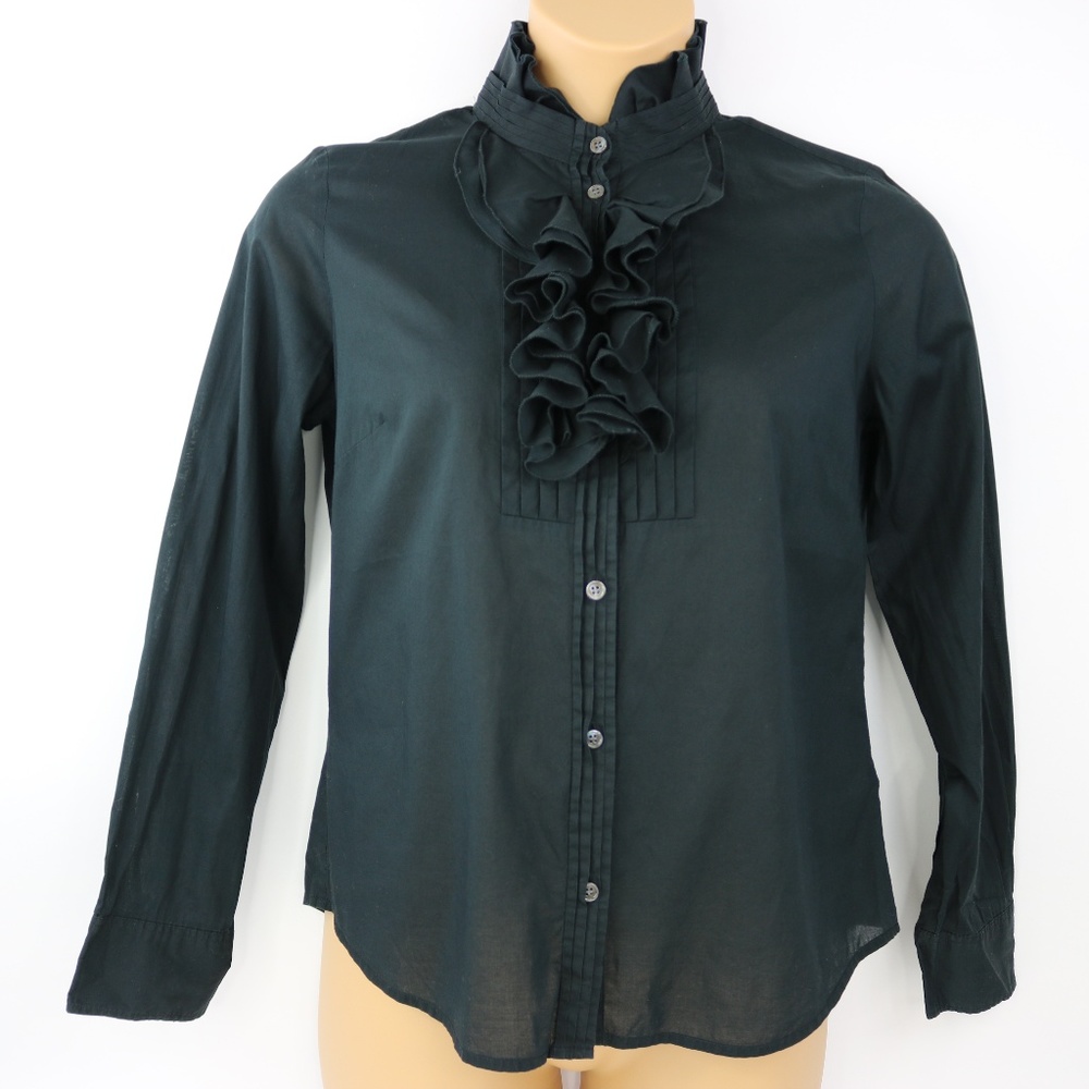 J Crew Womens Black Button Down Blouse Size 10